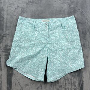 Adidas Shorts Women Size 4 Chino Blue White Geometric Active Golf Performance